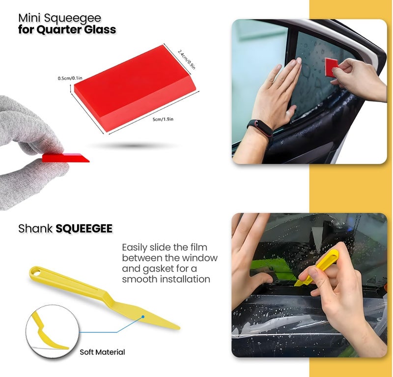 Charmier Window Tint Kit Vinyl Wrap Tool for Car Tinting Tools Windshield Back Window Squeegee Bulldozer Squeegee Scrubber Paddle Rubber for Car Wrapping Film Installation Auto Tint Kit Pro Set - Image 4